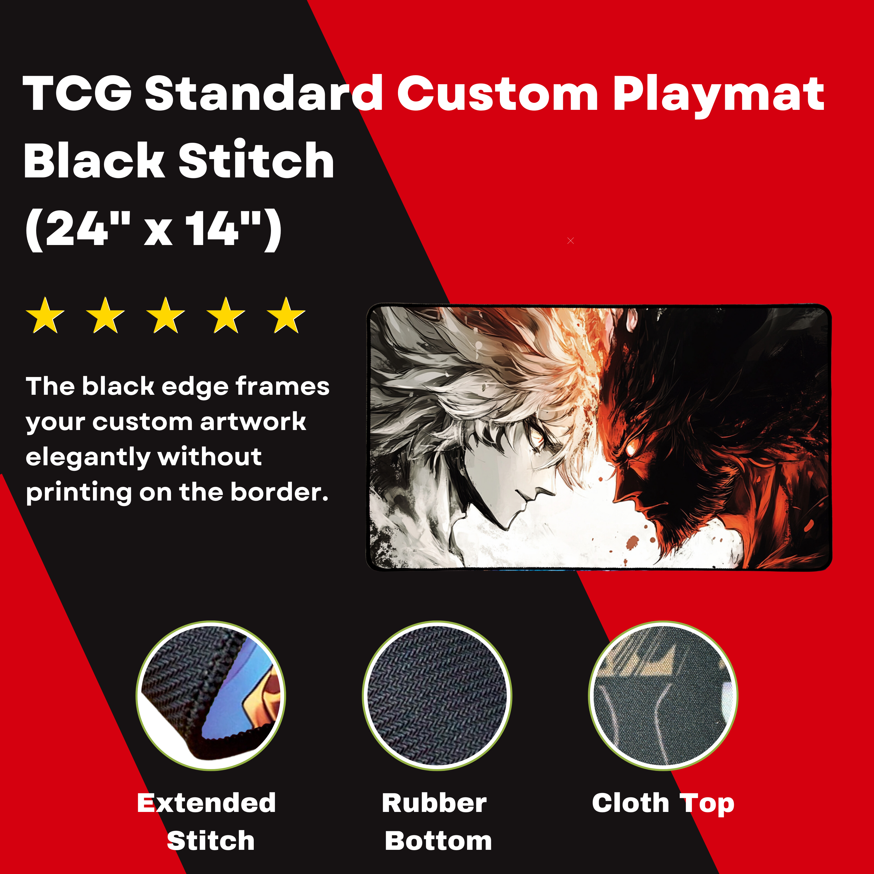 TCG Standard Custom Playmat (24" x 14") - Black Stitch